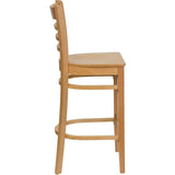 HERCULES Series Ladder Back Natural Wood Restaurant Barstool [XU-DGW0005BARLAD-NAT-GG] Pie's Variety Store