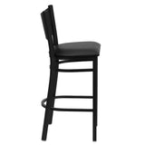 HERCULES Series Black Coffee Back Metal Restaurant Barstool - Black Vinyl Seat [XU-DG-60114-COF-BAR-BLKV-GG] Pie's Variety Store