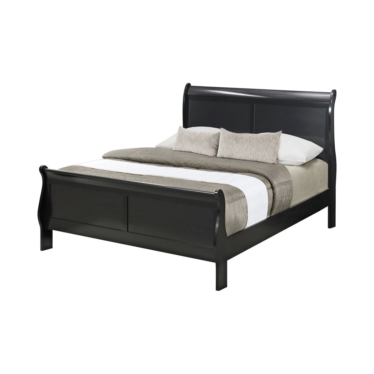 Louis Philippe Full Panel Sleigh Bed Black - 212411F Pie's Variety Store