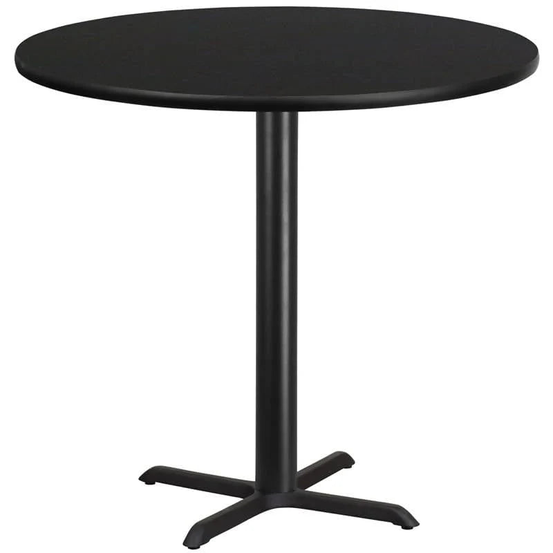 42'' Round Black Laminate Table Top with 33'' x 33'' Bar Height Table Base [XU-RD-42-BLKTB-T3333B-GG] Pie's Variety Store