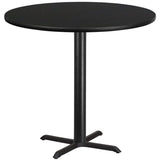 42'' Round Black Laminate Table Top with 33'' x 33'' Bar Height Table Base [XU-RD-42-BLKTB-T3333B-GG] Pie's Variety Store