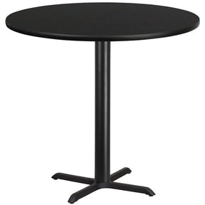 42'' Round Black Laminate Table Top with 33'' x 33'' Bar Height Table Base [XU-RD-42-BLKTB-T3333B-GG] Pie's Variety Store