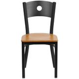 HERCULES Series Black Circle Back Metal Restaurant Chair - Cherry Wood Seat [XU-DG-60119-CIR-CHYW-GG] Pie's Variety Store