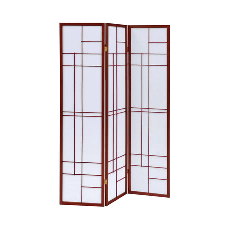 3-Panel Folding Floor Screen White And Cherry Provide a privacy measure or a Room Divider. - 900110 MEGA