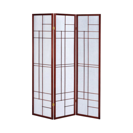 3-Panel Folding Floor Screen White And Cherry Provide a privacy measure or a Room Divider. - 900110 MEGA