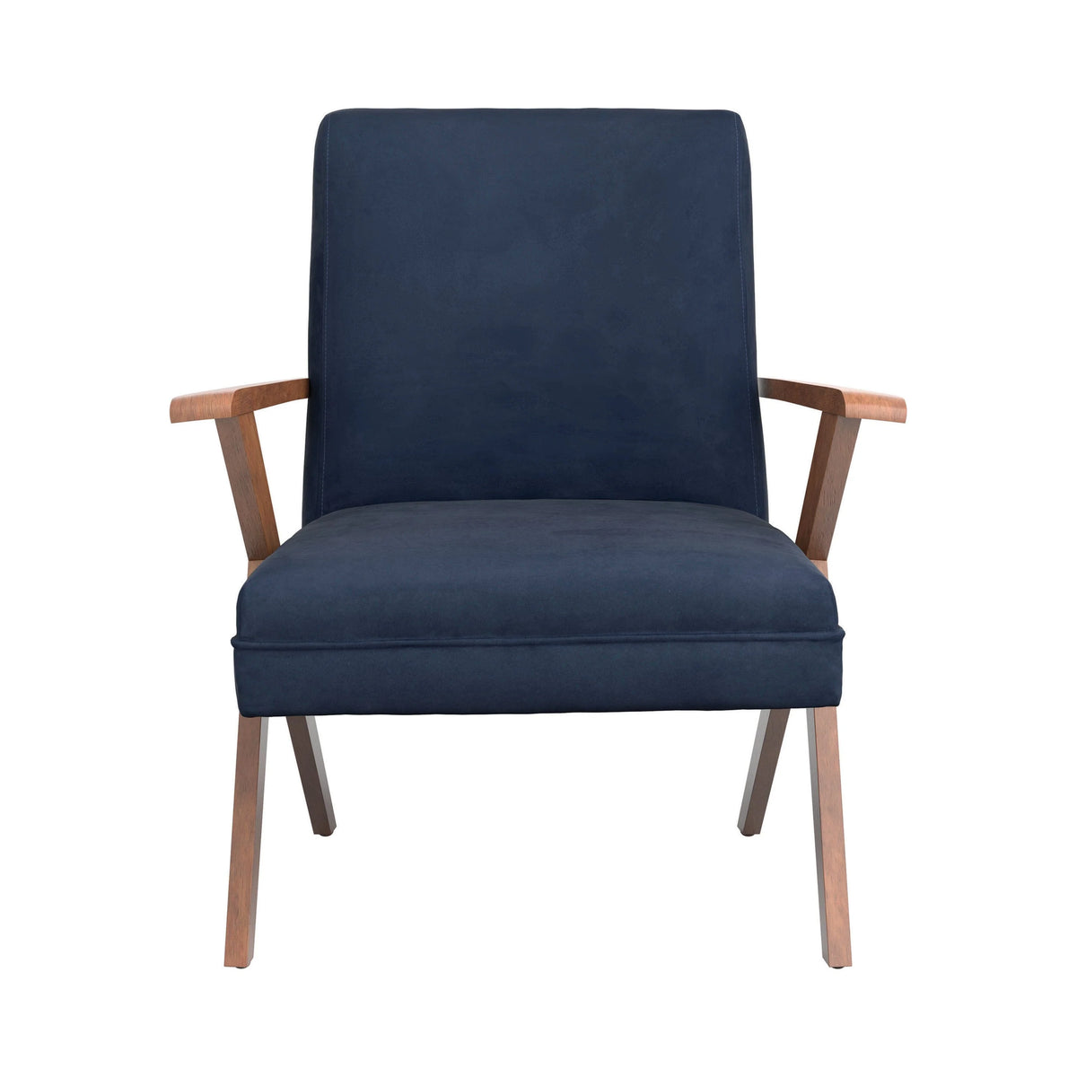 Monrovia Wooden Arms Accent Chair Dark Blue And Walnut - 905415 ebuystt