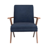 Monrovia Wooden Arms Accent Chair Dark Blue And Walnut - 905415 ebuystt
