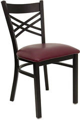 HERCULES Series Black ''X'' Back Metal Restaurant Chair - Black Vinyl Seat [XU-6FOBXBK-BLKV-GG] Pie's Variety Store