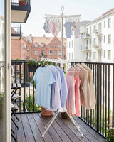 VewePata Foldable Clothes Drying Rack - 2 Tier Laundry Drying Rack, Portable Clothing Rack with Rotating Clothes Rail with 24 Clips and 3 Rotatable Arms, Suitable for Flats and Small Rooms VewePata