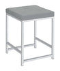 Upholstered Square Padded Cushion Vanity Stool the seat cushion is also wrapped entirely in a smooth grey tone leatherette- 935933 coastmega