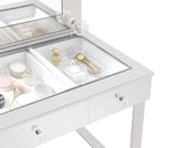 3-Drawer Vanity With Lighting Chrome And White with a Hollywood regency flair