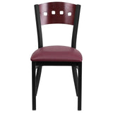 HERCULES Series Black 4 Square Back Metal Restaurant Chair - Mahogany Wood Back
