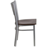 HERCULES Series Silver Slat Back Metal Restaurant Chair - Cherry Wood Seat [XU-DG-60401-CHYW-GG] Pie's Variety Store
