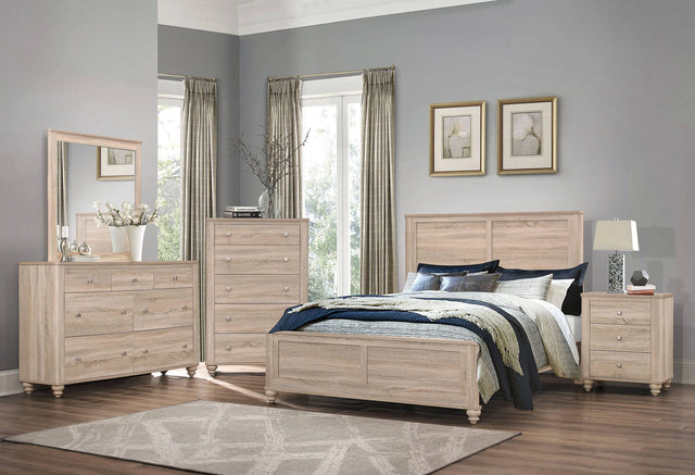 Wenham Queen Panel Bed Natural Oak 4PC Set - SET4PC205461Q Pie's Variety Store