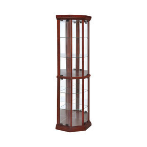 6-Shelf Corner Curio Cabinet Medium Brown - 3393 Pie's Variety Store