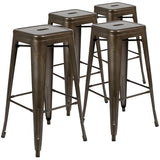30" High Metal Indoor Bar Stool in Gun Metal Gray - Stackable Set of 4 [4-ET-31320-30-GN-R-GG] Fl Furniture