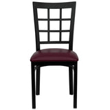 HERCULES Series Black Window Back Metal Restaurant Chair - Black Vinyl Seat [XU-DG6Q3BWIN-BLKV-GG] Pie's Variety Store