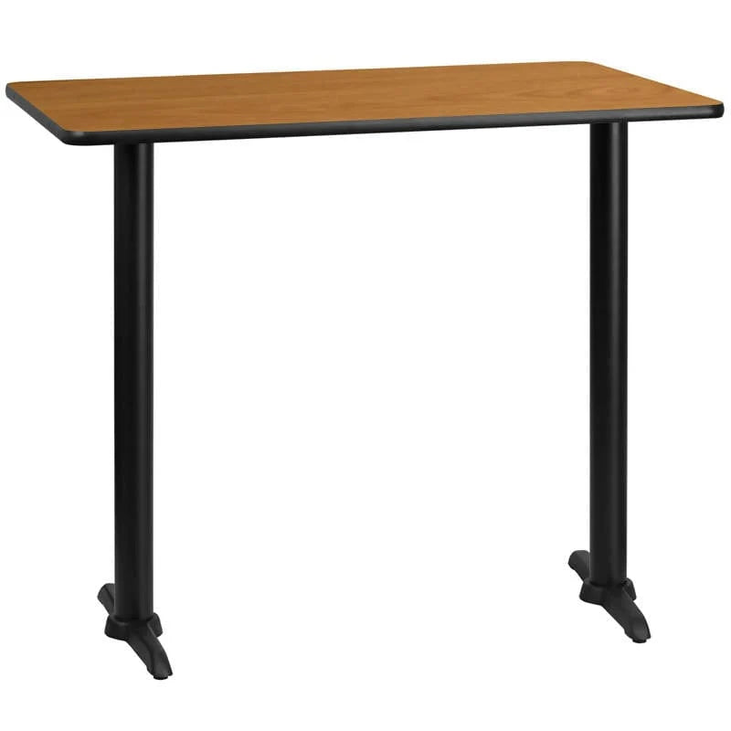 30'' x 48'' Rectangular Black Laminate Table Top with 5'' x 22'' Bar Height Table Bases [XU-BLKTB-3048-T0522B-GG] Pie's Variety Store
