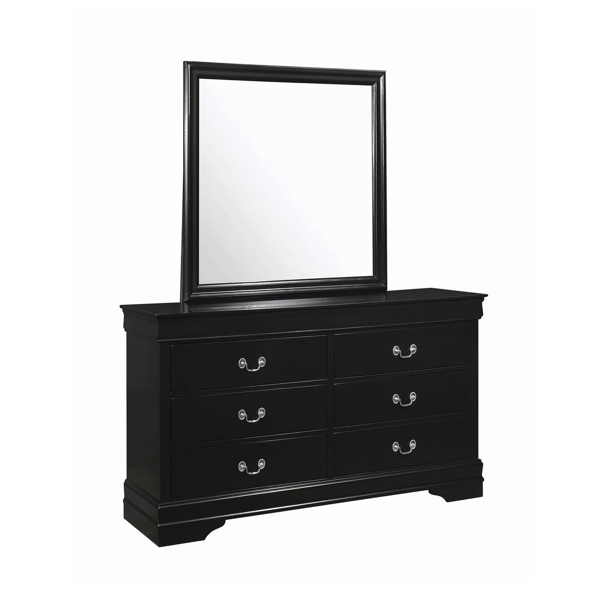 Louis Philippe Queen Panel Sleigh Bed Black 4PC Set - SET4PC212411Q Pie's Variety Store