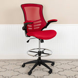 Mid-Back Mesh Ergonomic Drafting Chair with Adjustable Foot Ring and Flip-Up Arms - BL-X-5M-D-BLUE-GG / BL-X-5M-D-DKGY-GG / BL-X-5M-D-GG / BL-X-5M-D-RED-GG / BL-X-5M-D-WH-GG ADRIAN'S ELECTRONICS