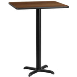 30'' Square Black Laminate Table Top with 22'' x 22'' Bar Height Table Base [XU-BLKTB-3030-T2222B-GG] Fl Furniture