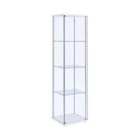 Rectangular 4-Shelf Curio Cabinet White And Clear -Sleek and tall