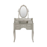 2-Piece Vanity Set Metallic Silver And White - 930137 coastmega