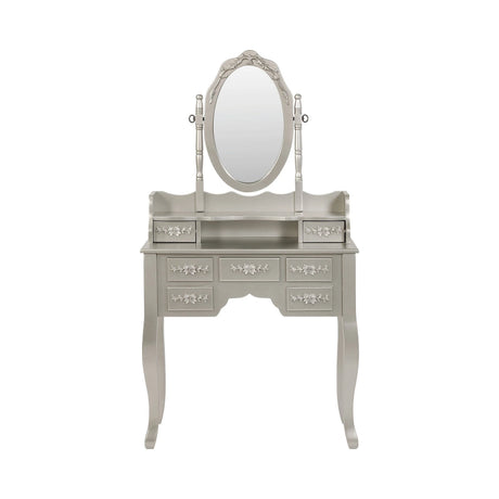 2-Piece Vanity Set Metallic Silver And White - 930137 coastmega