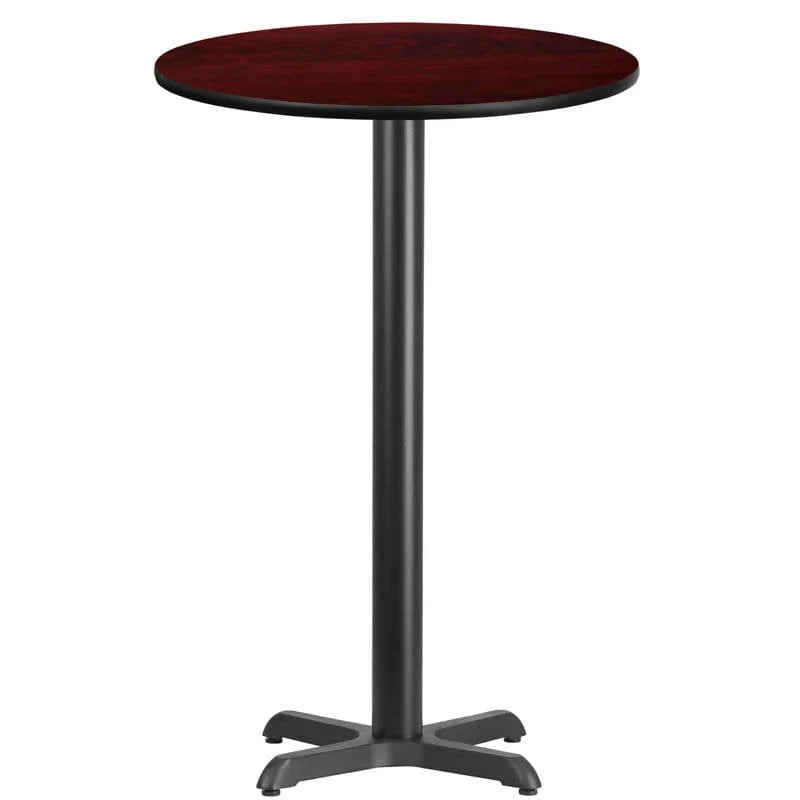 24'' Round Black Laminate Table Top with 22'' x 22'' Bar Height Table Base [XU-RD-24-BLKTB-T2222B-GG] Fl Furniture