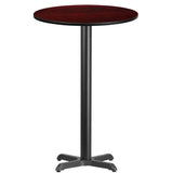 24'' Round Black Laminate Table Top with 22'' x 22'' Bar Height Table Base [XU-RD-24-BLKTB-T2222B-GG] Fl Furniture