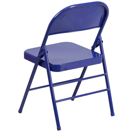 2 Pk. HERCULES COLORBURST Series Cobalt Blue Triple Braced & Double Hinged Metal Folding Chair [2-HF3-BLUE-GG] Fl Furniture