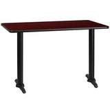30'' x 48'' Rectangular Black Laminate Table Top with 5'' x 22'' Table Height Bases [XU-BLKTB-3048-T0522-GG] Pie's Variety Store