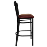 HERCULES Series Black ''X'' Back Metal Restaurant Barstool - Black Vinyl Seat [XU-6F8BXBK-BAR-BLKV-GG] Pie's Variety Store