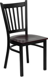 HERCULES Series Black Vertical Back Metal Restaurant Chair - Cherry Wood Seat [XU-DG-6Q2B-VRT-CHYW-GG] Pie's Variety Store