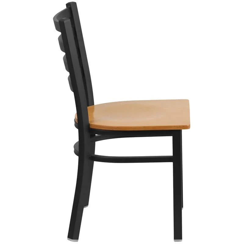 HERCULES Series Black Ladder Back Metal Restaurant Chair - Cherry Wood Seat [XU-DG694BLAD-CHYW-GG] Pie's Variety Store