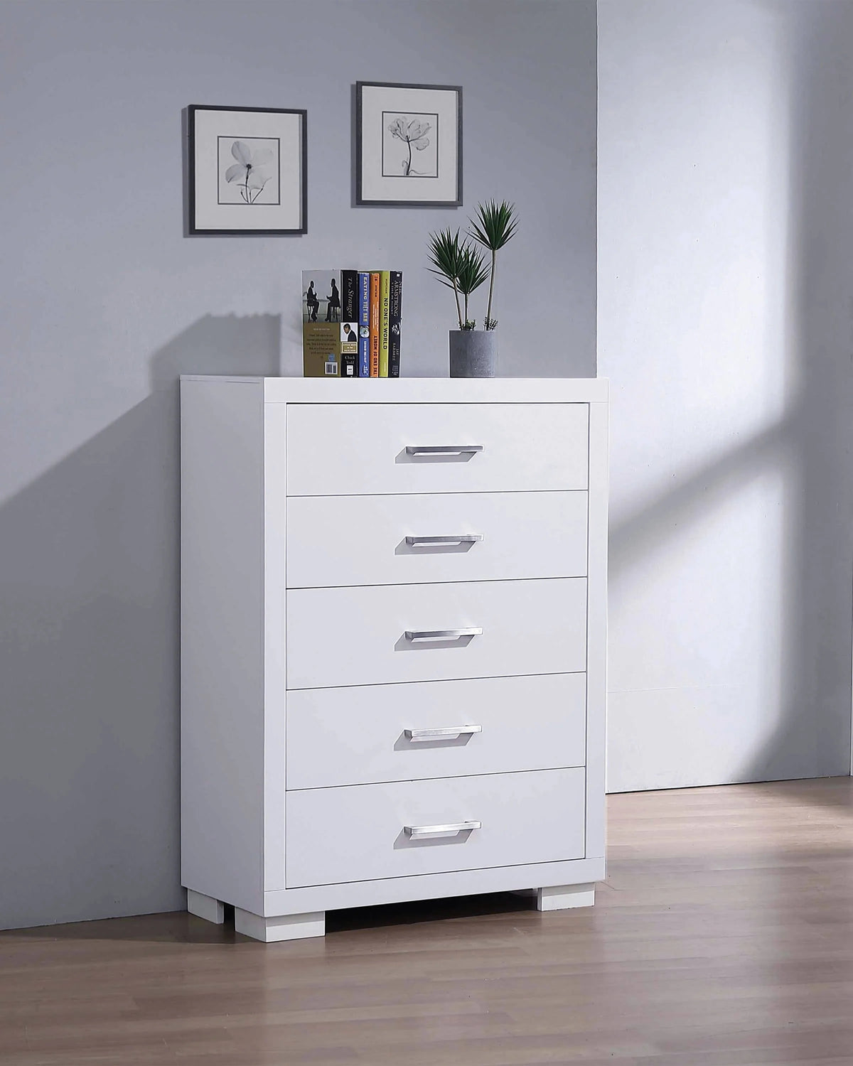 Jessica 5-Drawer Chest White - 202995 Pie's Variety Store