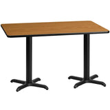30'' x 60'' Rectangular Black Laminate Table Top with 22'' x 22'' Table Height Bases [XU-BLKTB-3060-T2222-GG] Pie's Variety Store