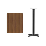 24'' x 30'' Rectangular Black Laminate Table Top with 22'' x 22'' Bar Height Table Base [XU-BLKTB-2430-T2222B-GG] Fl Furniture