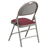 2 Pk. HERCULES Series Ultra-Premium Triple Braced Burgundy Fabric Metal Folding Chair with Easy-Carry Handle [2-HA-MC705AF-3-BY-GG] Fl Furniture