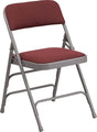 HERCULES Series Curved Triple Braced & Double Hinged Burgundy Patterned Fabric Metal Folding Chair Set of 2 [AW-MC309AF-BG-GG] Pie's Variety Store