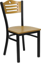 HERCULES Series Black Slat Back Metal Restaurant Chair - Natural Wood Back & Seat [XU-DG-6G7B-SLAT-NATW-GG] Pie's Variety Store