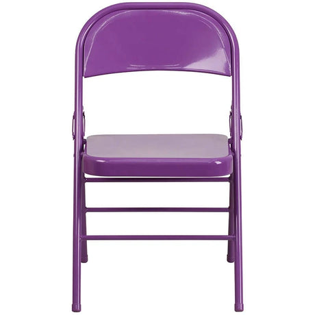 2 Pk. HERCULES COLORBURST Series Impulsive Purple Triple Braced & Double Hinged Metal Folding Chair [2-HF3-PUR-GG] Fl Furniture