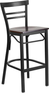 HERCULES Series Black Two-Slat Ladder Back Metal Restaurant Barstool - Cherry Wood Seat [XU-DG6R9BLAD-BAR-CHYW-GG] Pie's Variety Store