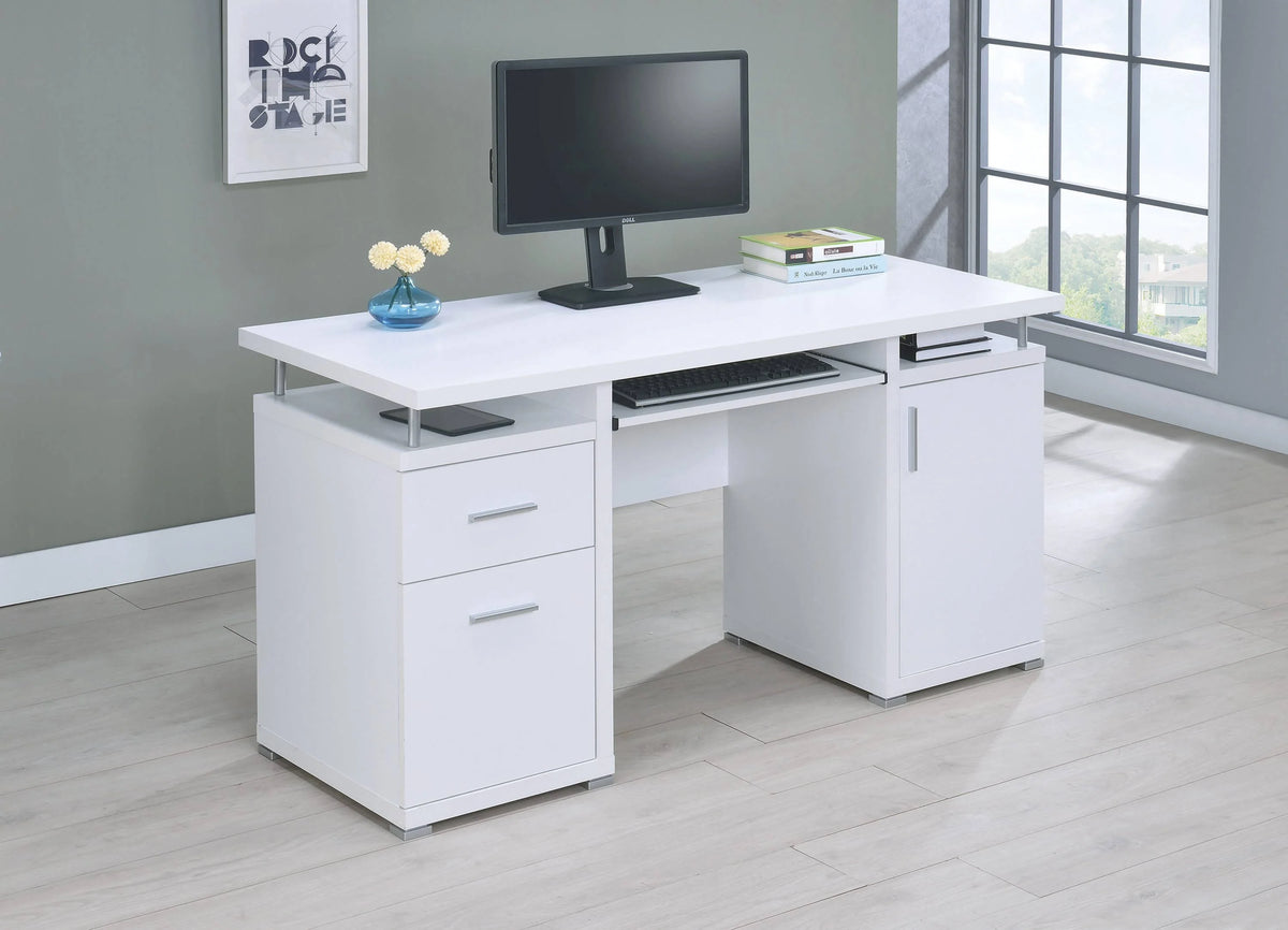 Tracy 2-Drawer Computer Desk Cappuccino - 800107 Pie's Variety Store