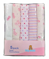 BABY TIME  Big Oshi Flannel Receiving Blanket 5pk: blanket is soft cotton flannel