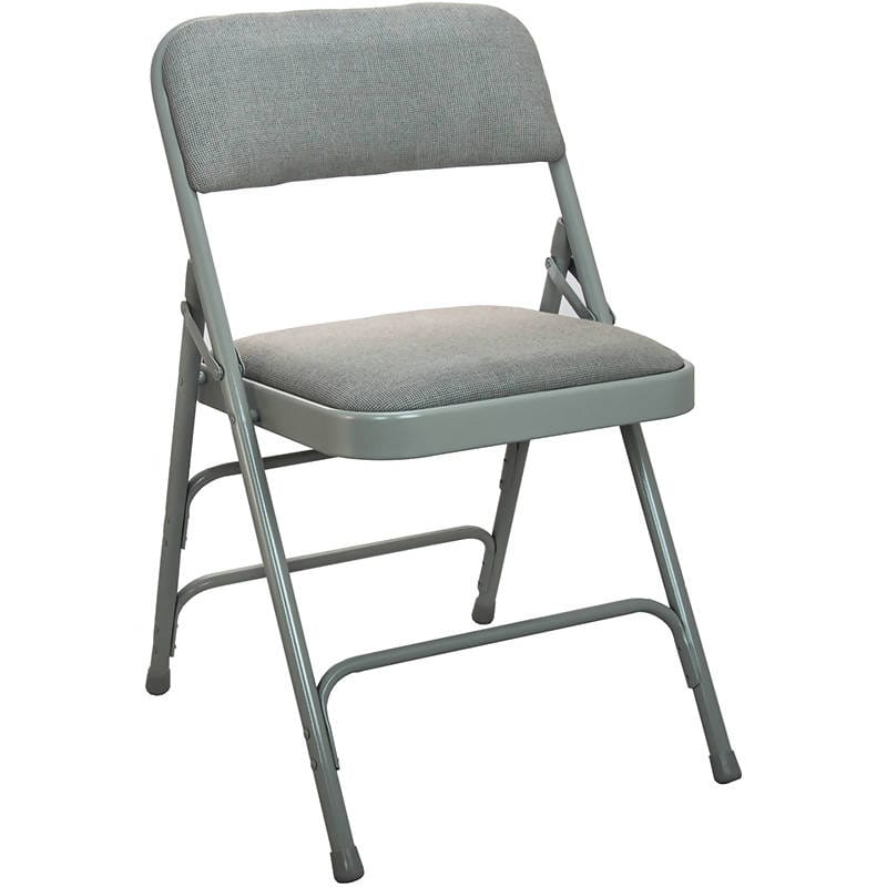 Advantage Grey Padded Metal Folding Chair - Grey 1-in Fabric Seat - Set of 2 [DPI903F-GG] Pie's Variety Store