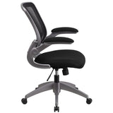 Mid-Back Black Mesh Swivel Ergonomic Task Office Chair with Gray Frame and Flip-Up Arms [BL-ZP-8805-BK-GG] A-Z Store Nadia