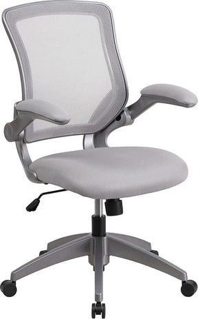 Mid-Back Black Mesh Swivel Ergonomic Task Office Chair with Gray Frame and Flip-Up Arms [BL-ZP-8805-BK-GG] A-Z Store Nadia