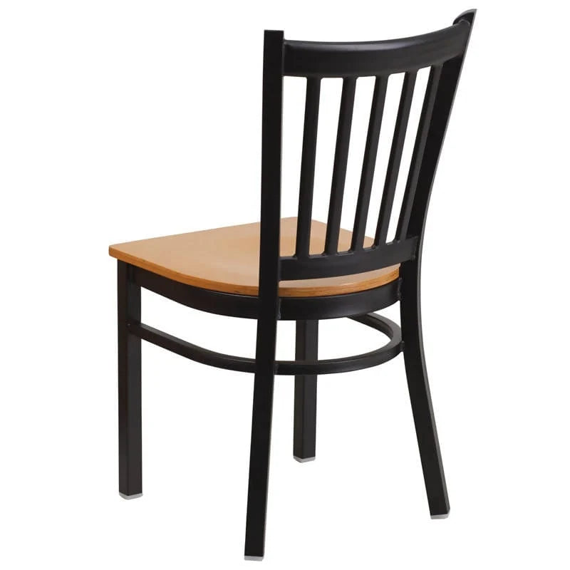 HERCULES Series Black Vertical Back Metal Restaurant Chair - Cherry Wood Seat [XU-DG-6Q2B-VRT-CHYW-GG] Pie's Variety Store
