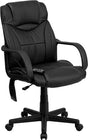 Mid-Back Ergonomic Massaging Black LeatherSoft Executive Swivel Office Chair with Arms [BT-2690P-GG] A-Z Store Nadia